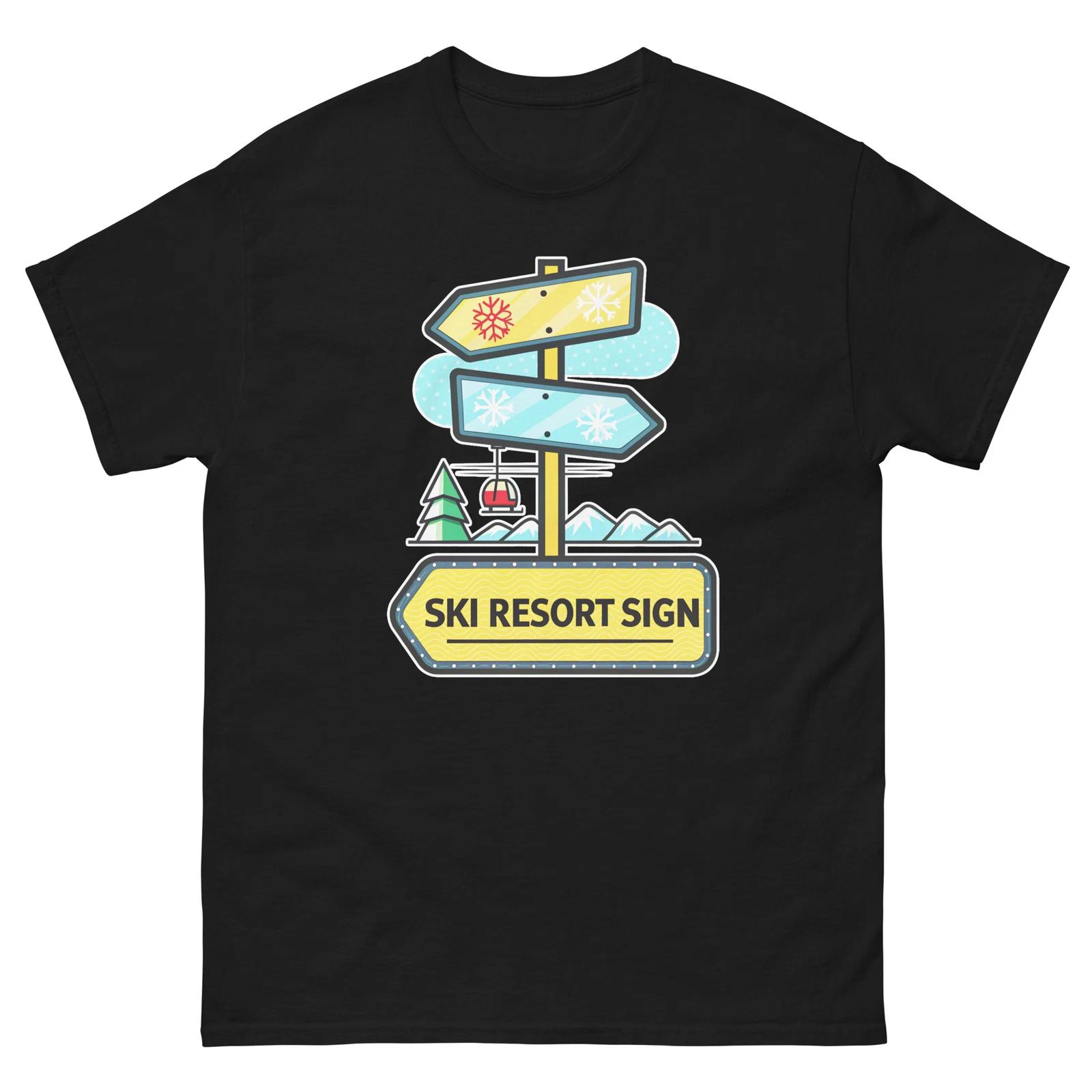 Ski Resort Sign Mountain Ski Resort Town T-Shirt 3XL
