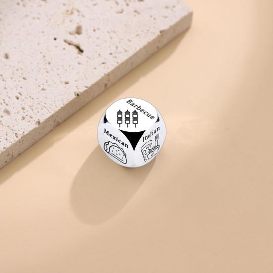 Date Idea Decider Dice Portable Stainless Steel Adults Couple Decision Dice 6 Sides Food Takeaway Decision Dice Girlfriend Boyfriend Gift
