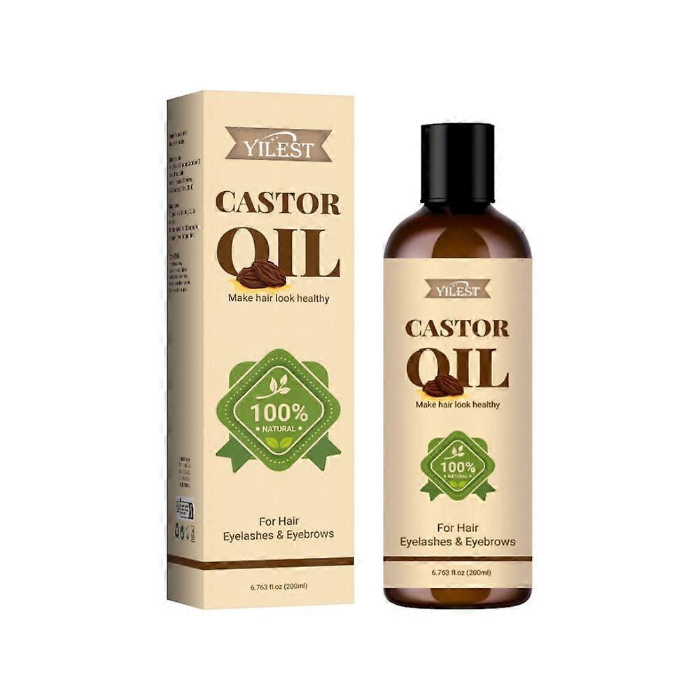 Organic Castor Oil, Pure Cold-Pressed Castor Oil for Longer, Thicker Hair, Eyelashes and Eyebrows, Hair Growth Oil Moisturizing & Strengthening