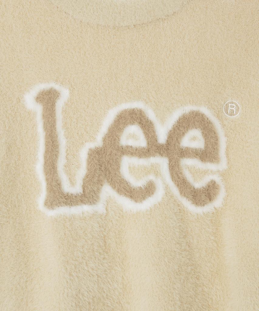 LEE Women'S Round Neck Hairy Logo Knit Sand Beige