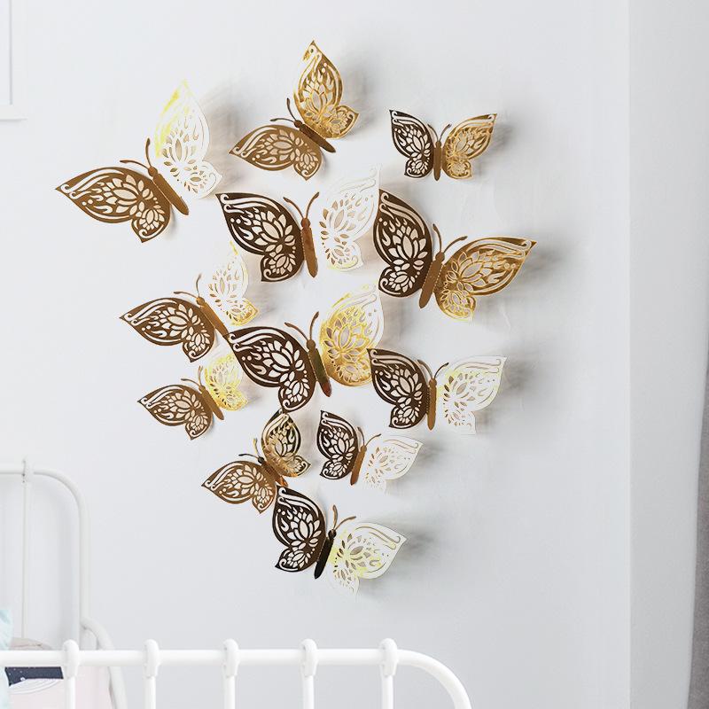 Lasergeschnittene 3D Schmetterlings-Wanddeko für Zuhause, Party, Hochzeit, Girlande, Pappschmuck mit Lotusblumen