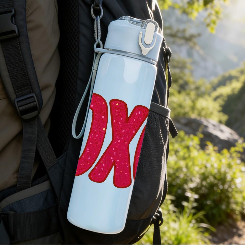 1PC OXOX Bold Letter Design 750ml Color Plastic Sports Water Bottle Leakproof Flip Straw Lid Suitable for Sports Office Home Use