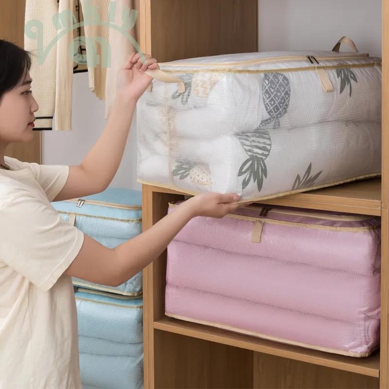 Large Capacity Clothing Quilt Storage Bag Household Dust Moisture-proof Sorting Bag Travel Moving Luggage Pack Bag With Handle