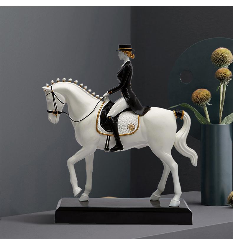 British style simple riding figures, home horse ornaments, living room study decorations