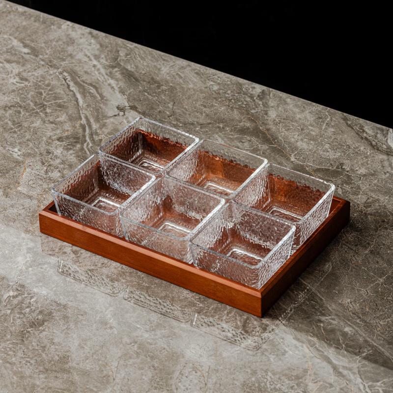 

6-Compartment Acrylic Fruit Plate with Bamboo Tray