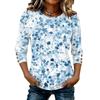 T-shirt da Donna alla Moda a Manica a Tre Quarti con Girocollo Top Casual per l'Uso Quotidiano