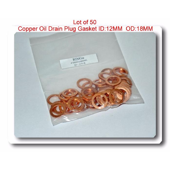 LOT 50 Copper Oil Drain Plug Gasket ID:12MM OD: 18MM  ODW1218MMAC
