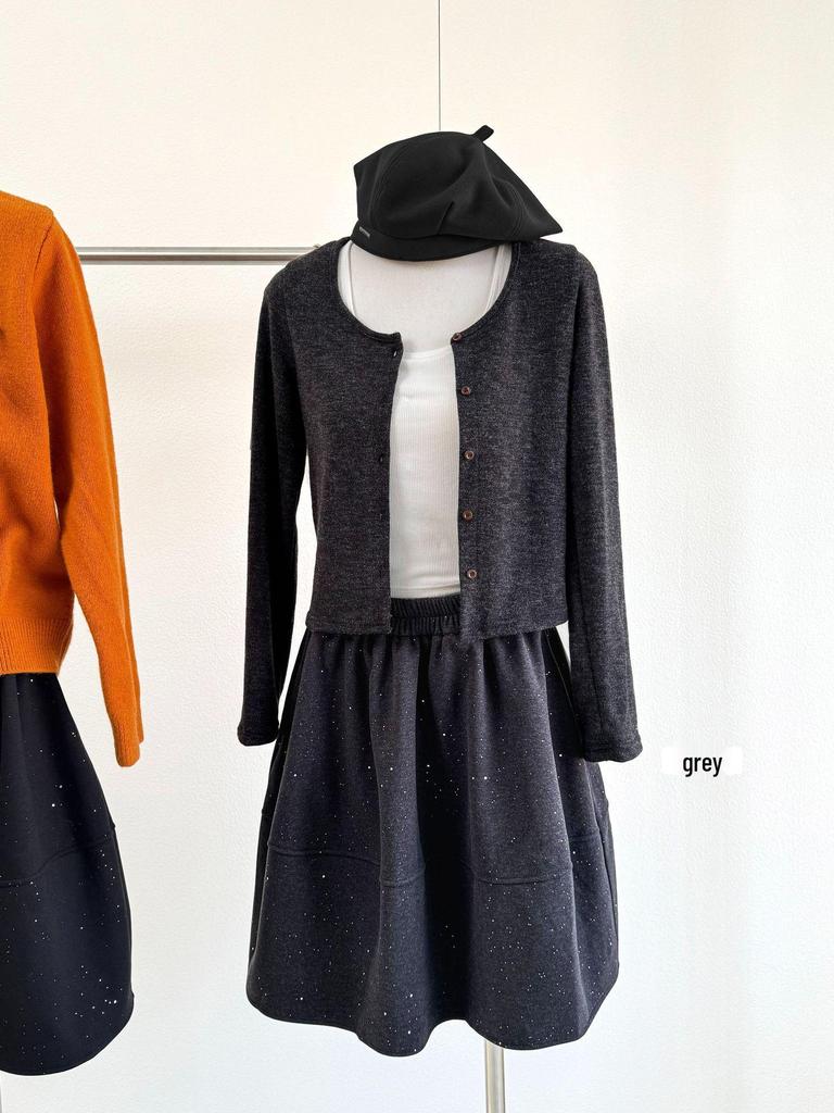 Korean Winter Glitter Sequin Plush Skirt - Mid-Length, Fluffy, Christmas Style 2025