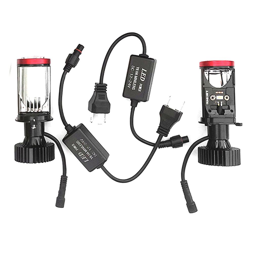 Motorrad LED Scheinwerfer Birne Hohe Helligkeit Fischaugen Lampe Kit Aluminium 12‑24V Fern- und Abblendlicht Y8 H4