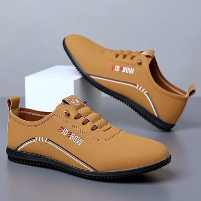 New Autumn Men's Leather Shoes with One Foot, Soft Leather Soft-soled Business Casual Shoes, Trendy Lightweight Doudou Shoes, Dad Shoes