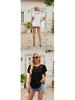 European and American Women's Solid Color Mesh Ruffle Short Sleeve T-shirt
