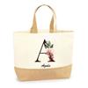 Tote bag jute - PLANETEE - Agnès Lettre Fleur - Multicolore - Jute naturel - Fabriqué en France