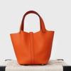 2025 New Leather Women's Bag First Layer Cowhide 18 Vegetable Basket Steel Hardware Wax Thread Portable Bucket Bag Cross-border Wholesale