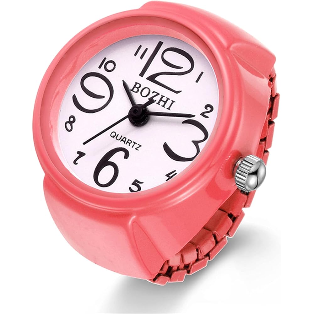 Lancardo Ring Watch Analog Round Design Free Size Cover Accessory for Men and Women Pink