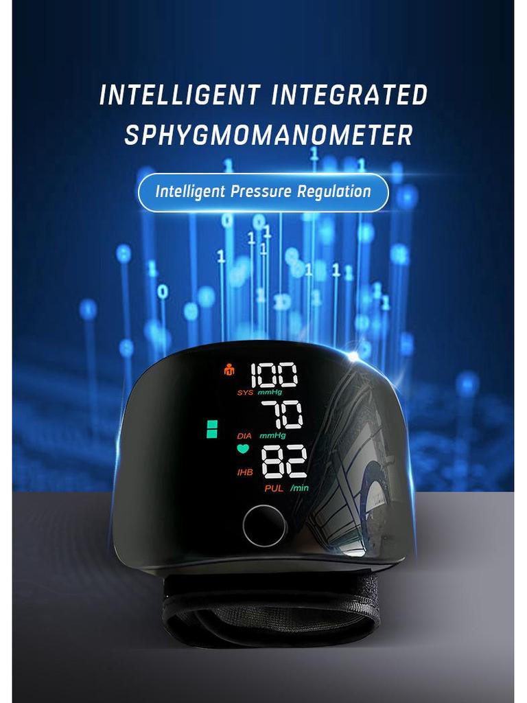 LED Wrist Blood Pressure Monitor - Fully Automatic Electronic Home Medical Device with Rechargeable Battery