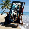 Custom Name Personalized NFL Print Beach Towel, for Trip Camping Beach Party Home Decor, Birthday Gift for Family & Friends