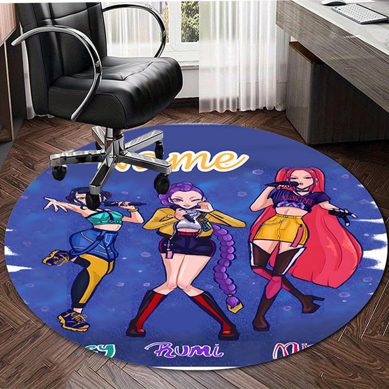 Personalized K-KPop Demon Hunters Round Chair Office Rug - Perfect for Mat, Office Chair & More - Ideal Gift for Birthdays and Holidays