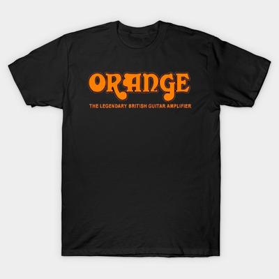 Men Black Print T-shirt Orange Amplification No-Cut Transfer Paper Print Cotton Tshirt