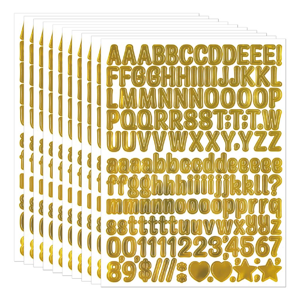 0.5-inch English Letter Sticker Gold and Silver Hand Account Gu Card Small Objects Decorative Small Size Alphanumeric Sticker