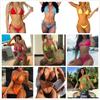 Summer Women Girls Bikini Set Swimwear Pushup Bandage Beachwear Solid Swimsuit