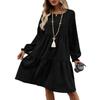 Autumn and winter women's clothing, fashionable and casual solid color long-sleeved crew neck loose dress