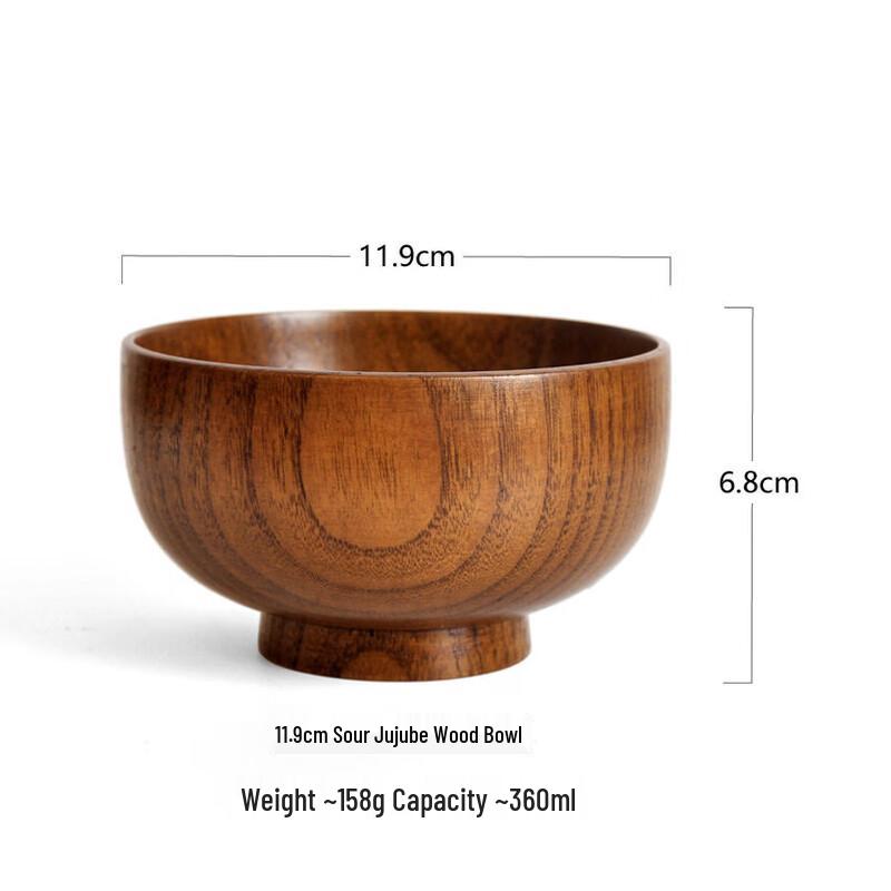 Huabeishi Natural Jujube Wood Dining Bowl
