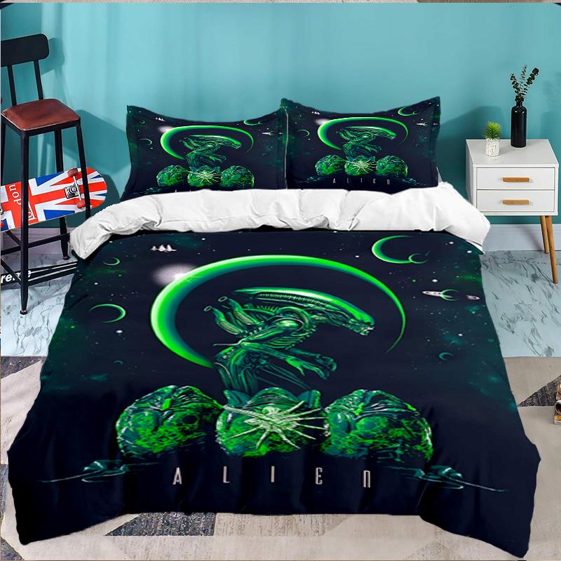 Alien Artwork 3pcs Bedding Set,Including 1pc Duvet Cover And 2pcs Pillowcases Perfect Gift for Christmas,Ideal for Bedroom, Dormitory