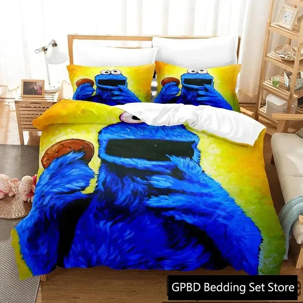 3D Print Cookie Cartoon Monster Anime Bedding Set Double Twin King Duvet Cover Comforter Pillowcase Boys Girls Adults Bedroom
