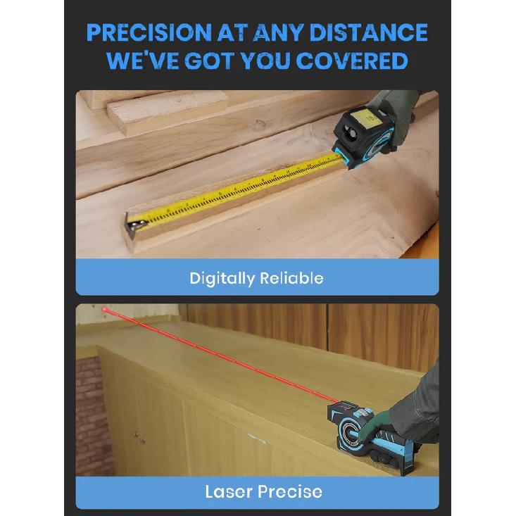Laser Tape Measure 100M Professional Laser Distance Meter with Instant Digital Readout, Green Laser Line Marking