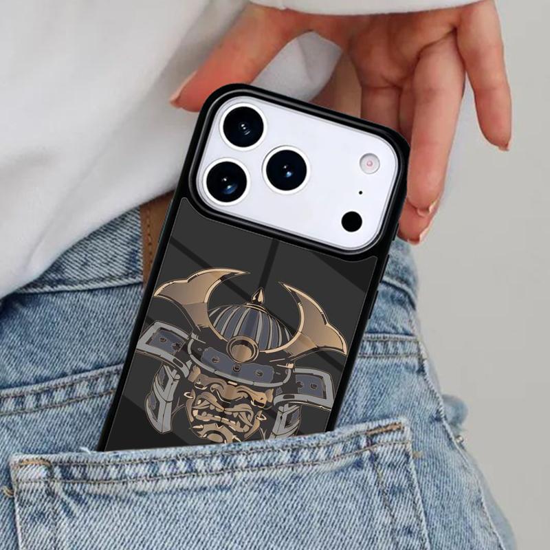 Samurai Mask Helmet Soft Phone Case for iPhone 17ProMax 12 13 14 15 16e 17 Pro Max Plus Air Cover