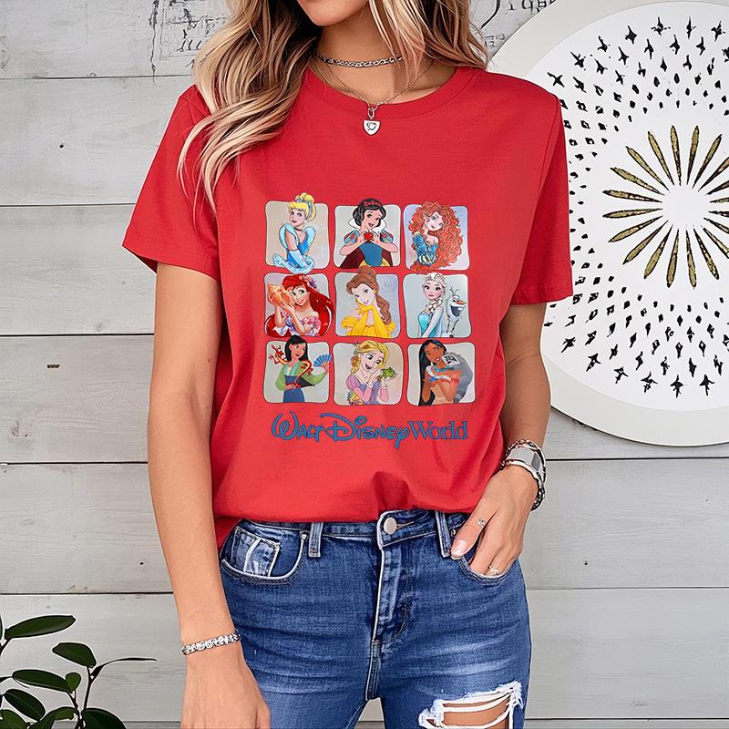 

Disney Princess Disneyworld Printed Women s Summer T-Shirt Pure Cotton Short Sleeve Casual Top Fashion Women s Clothing 4XL