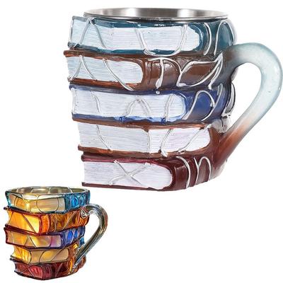 Kreativer Sicherer 3D Bemalter Buch-Tasse Große Kapazität 11oz Kaffeetasse Einzigartige Bücherstapel Kaffeetasse Literatur Liebhaber