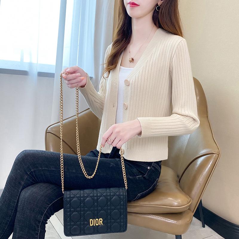 2025 New Style Petite V-Neck Airy Knit Cardigan for Early Autumn