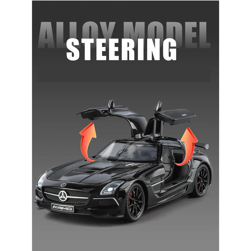 1/24 Benz SLS AMG Transparent Engine Hood Alloy Car Diecasts & Toy Vehicles Car Model Miniature Scale Model Car for Children