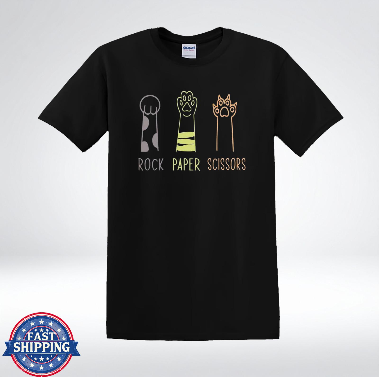 Cat Rock Paper Scissors Shirt Cute Cat Paw Funny Graphic T-Shirt XXXL