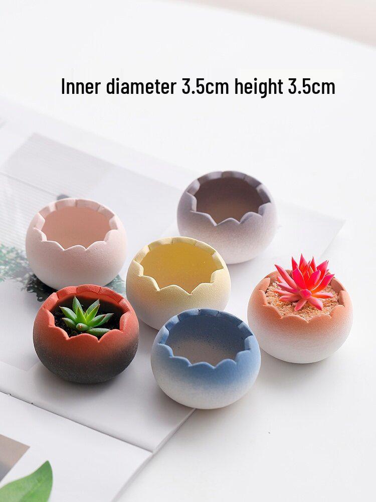 Handmade Ceramic Wave-Opening Succulent Pot for Desktop Decor