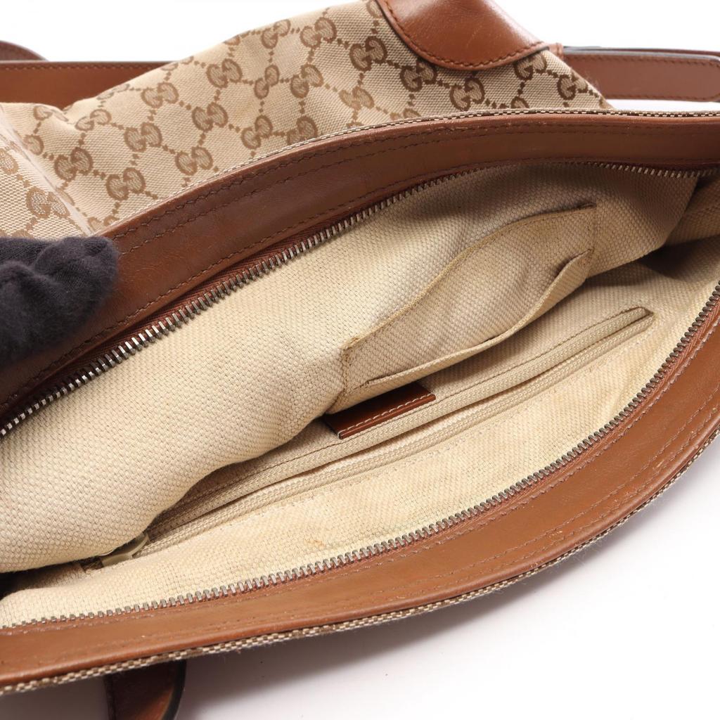 Used GUCCI GG canvas sherry line Shoulder Bag 337598 canvas leather Beige Brown Used Women