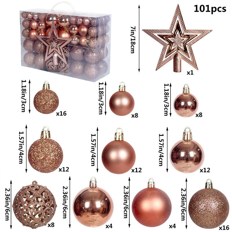101-Piece Christmas Star Ornament Set: Electroplated Plastic Balls