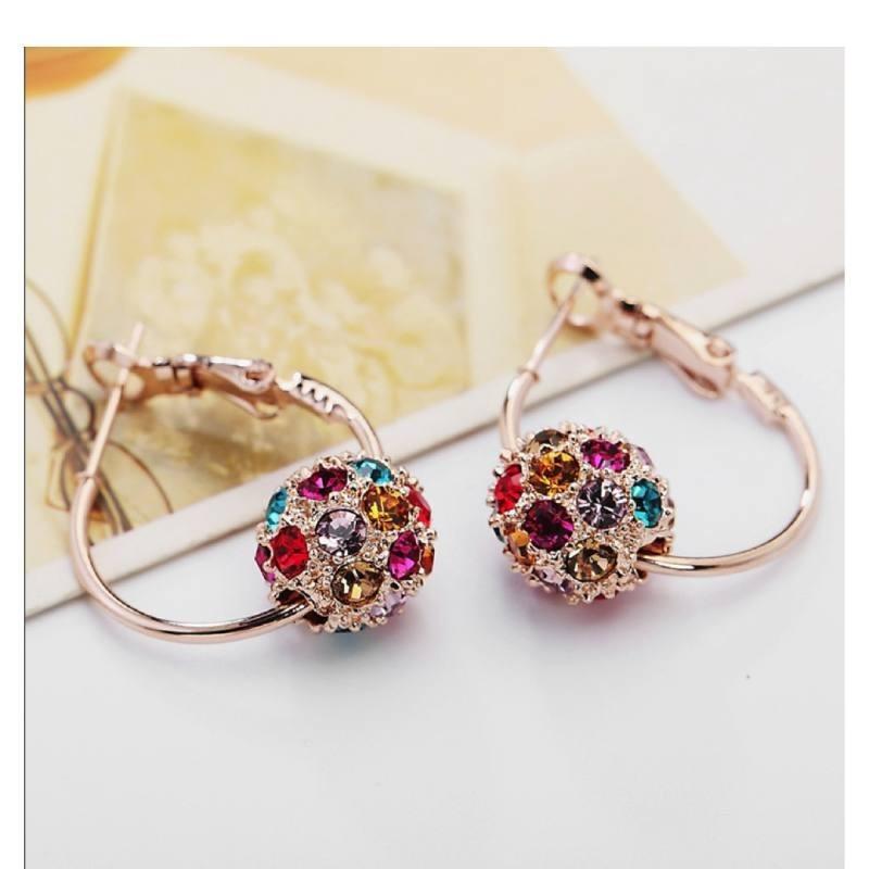 Lucky Alloy Ball Earrings For Womens Fashion Super Sparkling Elegant Exquisite