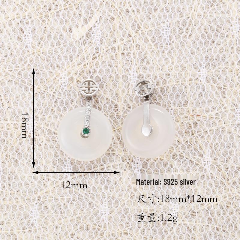 Sterling Silver White Chalcedony Gourd Pendant for DIY Necklace/Bracelet