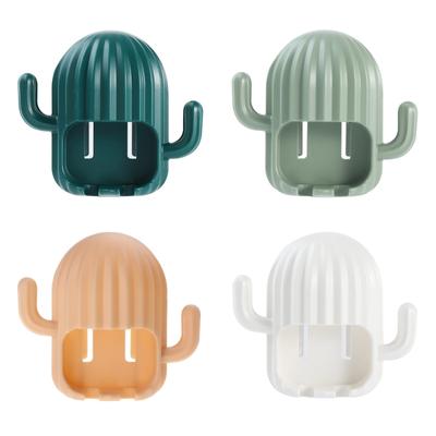 Wall Mounted Cactus Toothbrush Holder Suction Cartoon Rack Shelf Supplies for Bathroom Room Bedroom Organization
