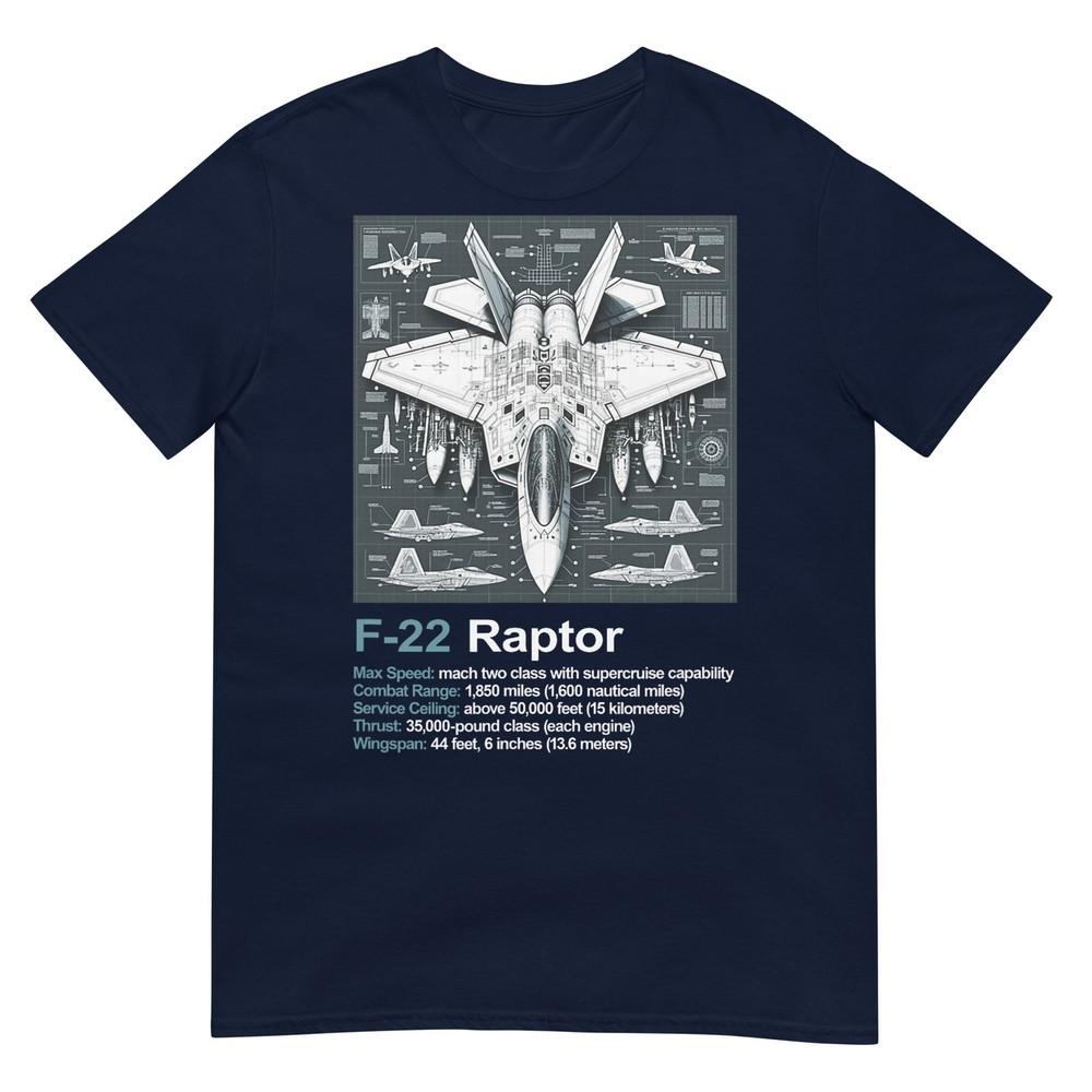 F22 Blueprint Technical Schematic Aviation Art Graphic TShirt S