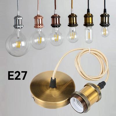 Vintage Copper Metal Lamp Holder Holder E27 Suspension Wire Lamp Holder Set Electroplated Aluminum Shell Lamp Holder