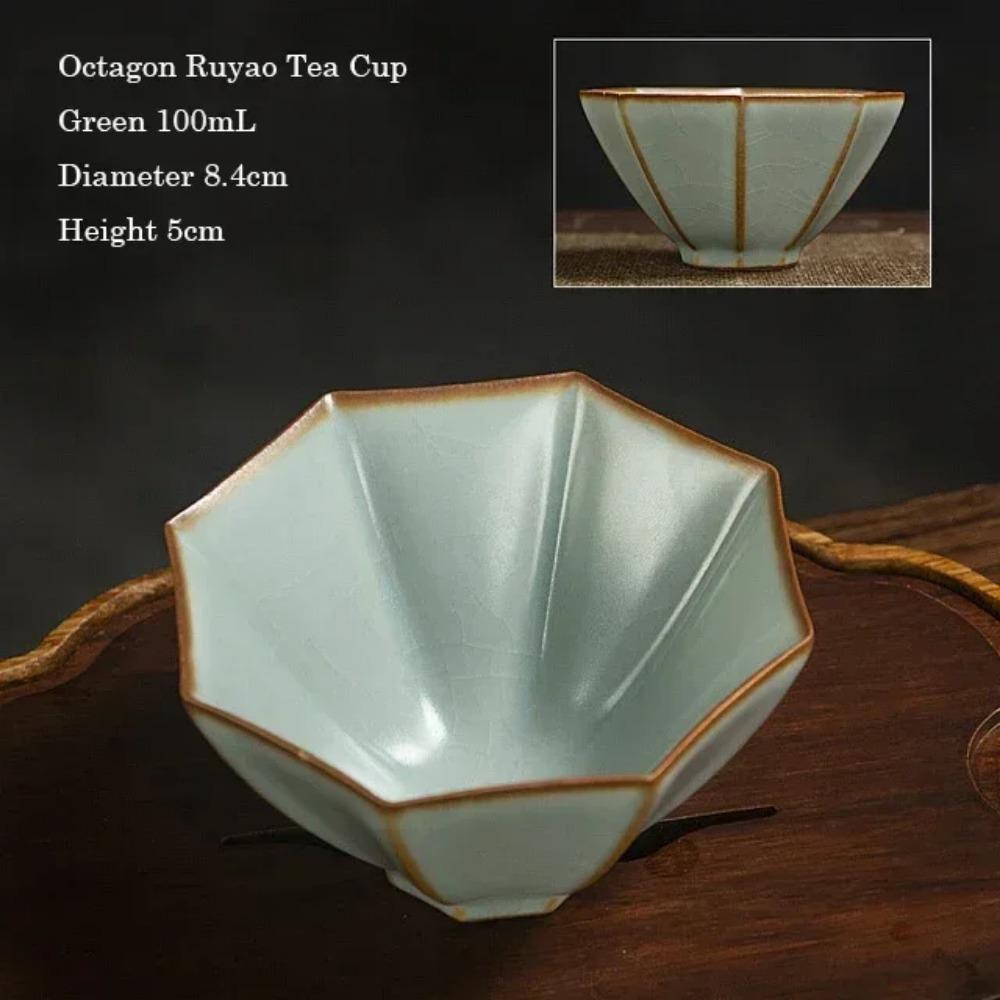 Ru Kiln Kung Fu Tea Cup, Master Cup, Single Cup, Gracked Glaze Cups, Ru-Porcelain Tea Bowl, Ceramic Large 100ml
