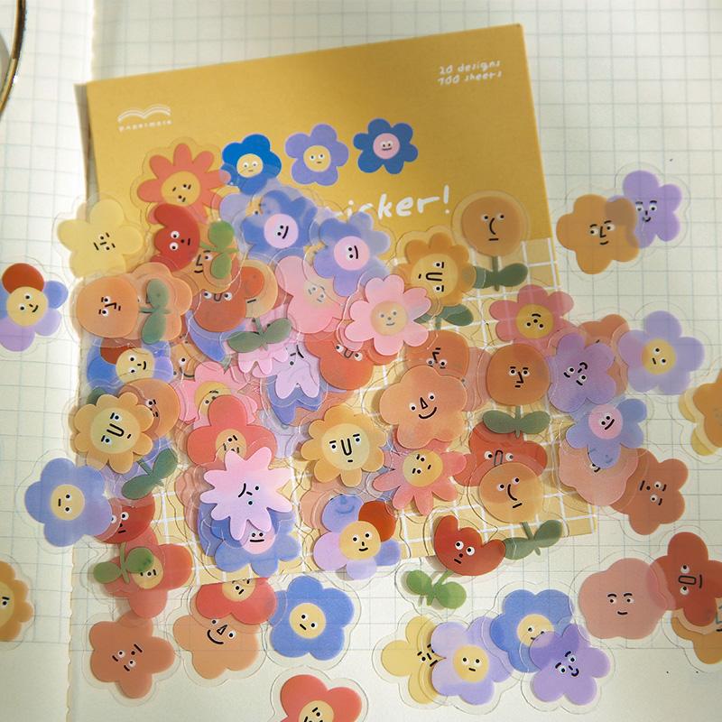 100 PCS PET niedlichen Cartoon Tier Micro Ausdrücke Aufkleber für Scrapbooking Journal Dekoration DIY Material