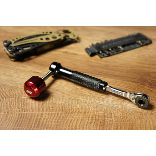 711L Lollipop Bit Driver (Aluminum, Black, Red) - Pocket Screwdriver with Retractable Lever for Increased Torque