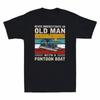 Never Underestimate An Old Man With A Pontoon Boat Vintage Men's T-Shirt Black