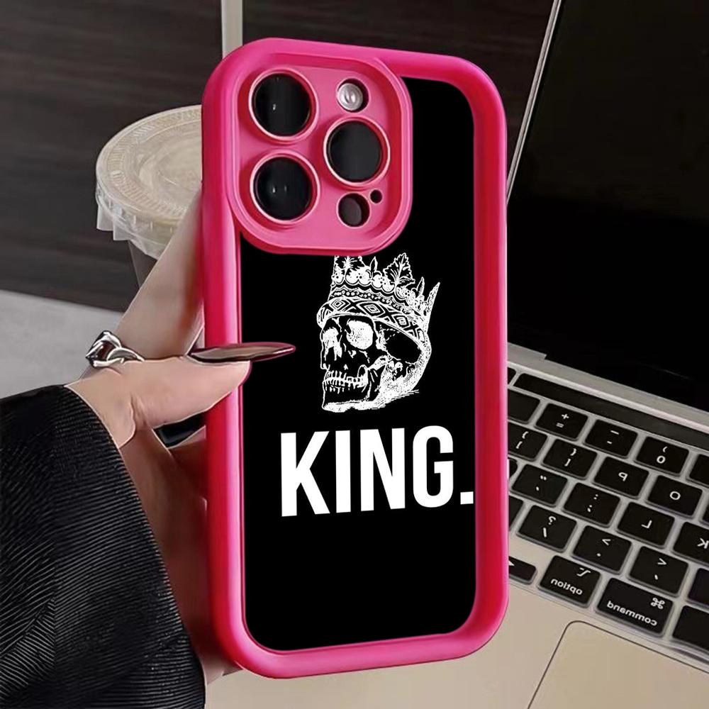 

LZ17 King Queen Couple Lovers силиконовый чехол для телефона iPhone 11 13 14 15 16 Pro Max 7 8 16 Plus 12 mini XS Max XR противоударный задний чехол for iPhone 16 Pro Max