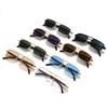 New Metal Rectangle Sunglasses for Women Men Stylish Mini Frame Double Bridge Wood Grain Design