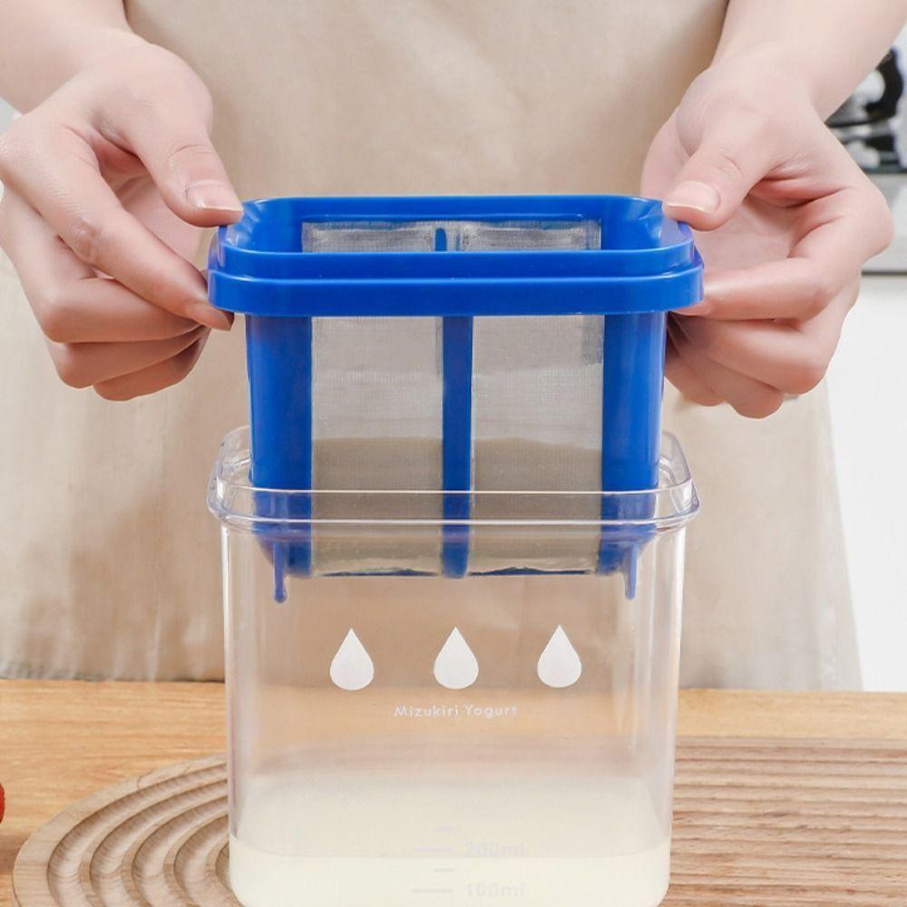 Quaderförmige Japanische Joghurt-Siebbox Blau/Weiß Molkeabscheider Kaltextraktion